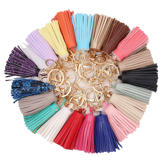 Wholesale Leather Tassel Keychain Pu Leather Bag Pendant Clothing Accessories