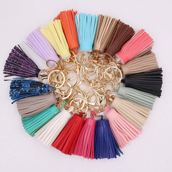 Wholesale Leather Tassel Keychain Pu Leather Bag Pendant Clothing Accessories