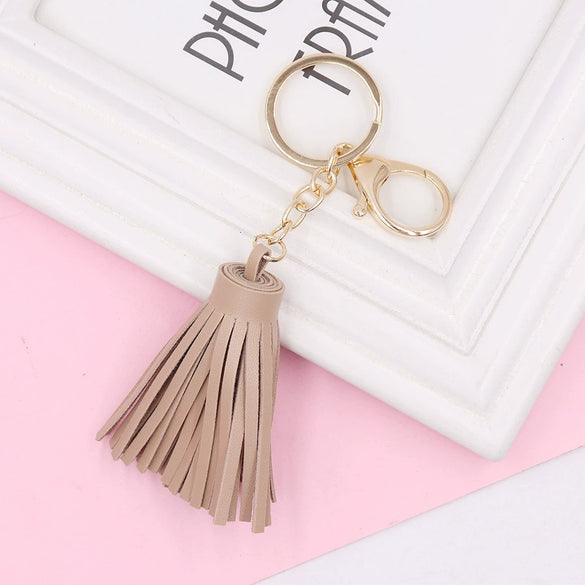 Wholesale Leather Tassel Keychain Pu Leather Bag Pendant Clothing Accessories