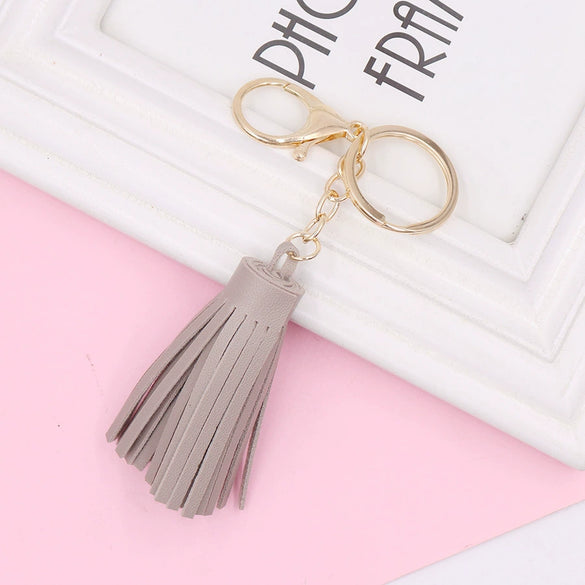 Wholesale Leather Tassel Keychain Pu Leather Bag Pendant Clothing Accessories