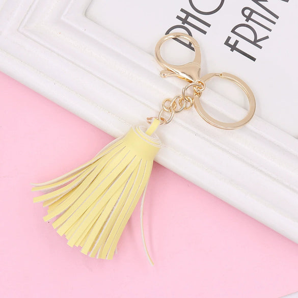 Wholesale Leather Tassel Keychain Pu Leather Bag Pendant Clothing Accessories