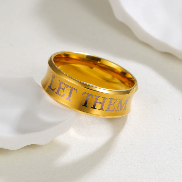 Wholesale Let Them Unisex Rings Titanium Steel Geometric Electroplated