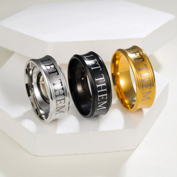 Wholesale Let Them Unisex Rings Titanium Steel Geometric Electroplated