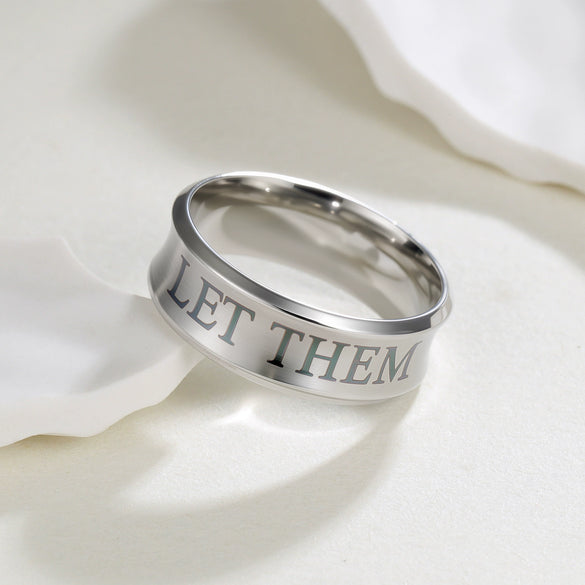Wholesale Let Them Unisex Rings Titanium Steel Geometric Electroplated