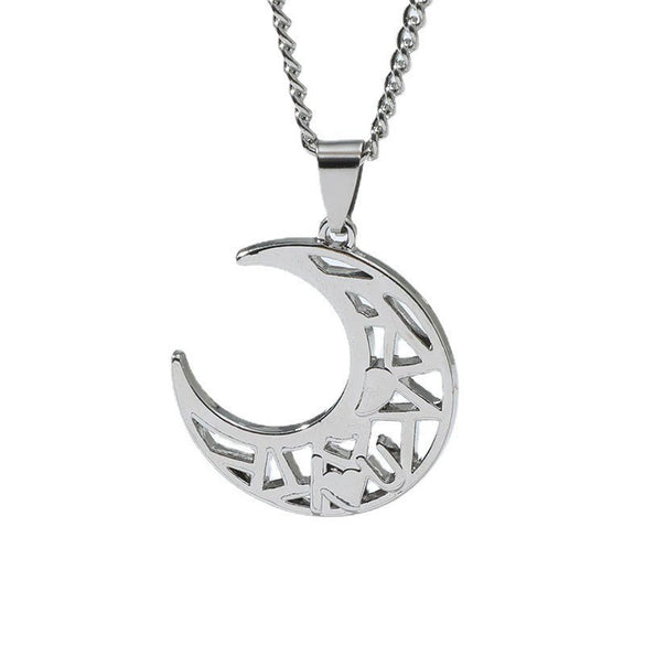 Wholesale Letter Love Stitching Sun Moon Hollow Pendant Titanium Steel Couple Necklace With Heart Geometric Pattern And Electroplating Treatment