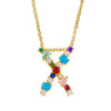 Wholesale Letter Necklace Set With Colorful Zircon And Diamonds Copper 18K Gold Plated Inlaid Zircon Ochain Pendant Necklace