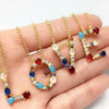 Wholesale Letter Necklace Set With Colorful Zircon And Diamonds Copper 18K Gold Plated Inlaid Zircon Ochain Pendant Necklace