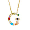 Wholesale Letter Necklace Set With Colorful Zircon And Diamonds Copper 18K Gold Plated Inlaid Zircon Ochain Pendant Necklace