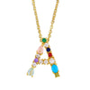 Wholesale Letter Necklace Set With Colorful Zircon And Diamonds Copper 18K Gold Plated Inlaid Zircon Ochain Pendant Necklace