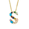 Wholesale Letter Necklace Set With Colorful Zircon And Diamonds Copper 18K Gold Plated Inlaid Zircon Ochain Pendant Necklace
