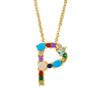 Wholesale Letter Necklace Set With Colorful Zircon And Diamonds Copper 18K Gold Plated Inlaid Zircon Ochain Pendant Necklace