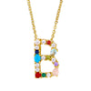 Wholesale Letter Necklace Set With Colorful Zircon And Diamonds Copper 18K Gold Plated Inlaid Zircon Ochain Pendant Necklace