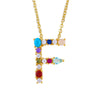 Wholesale Letter Necklace Set With Colorful Zircon And Diamonds Copper 18K Gold Plated Inlaid Zircon Ochain Pendant Necklace