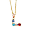 Wholesale Letter Necklace Set With Colorful Zircon And Diamonds Copper 18K Gold Plated Inlaid Zircon Ochain Pendant Necklace