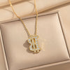 Wholesale Letter Pattern Zircon Inlaid Environmentally Friendly Copper Earrings And Necklaces Set For Women