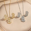 Wholesale Letter Pattern Zircon Inlaid Environmentally Friendly Copper Earrings And Necklaces Set For Women