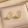 Wholesale Letter Pattern Zircon Inlaid Environmentally Friendly Copper Earrings And Necklaces Set For Women
