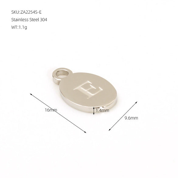 Wholesale Letter Pendant Jewelry Accessories Stainless Steel Oval Doublesided Polished