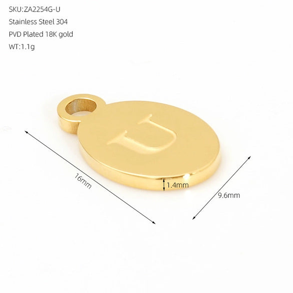 Wholesale Letter Pendant Jewelry Accessories Stainless Steel Oval Doublesided Polished