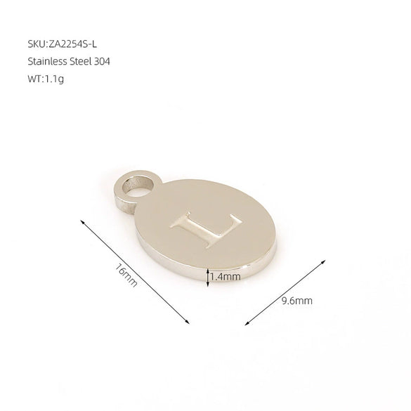 Wholesale Letter Pendant Jewelry Accessories Stainless Steel Oval Doublesided Polished
