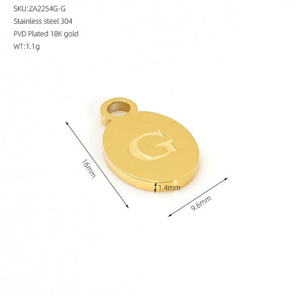 Wholesale Letter Pendant Jewelry Accessories Stainless Steel Oval Doublesided Polished