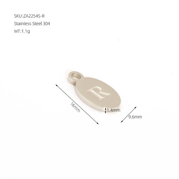 Wholesale Letter Pendant Jewelry Accessories Stainless Steel Oval Doublesided Polished