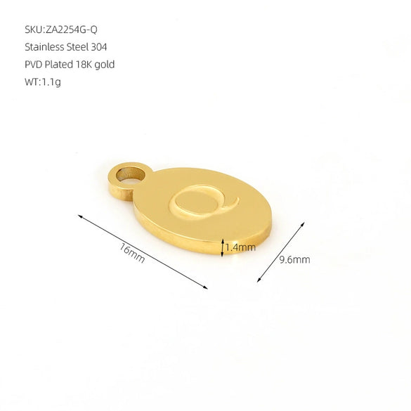 Wholesale Letter Pendant Jewelry Accessories Stainless Steel Oval Doublesided Polished