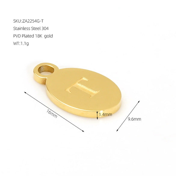 Wholesale Letter Pendant Jewelry Accessories Stainless Steel Oval Doublesided Polished