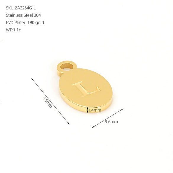 Wholesale Letter Pendant Jewelry Accessories Stainless Steel Oval Doublesided Polished
