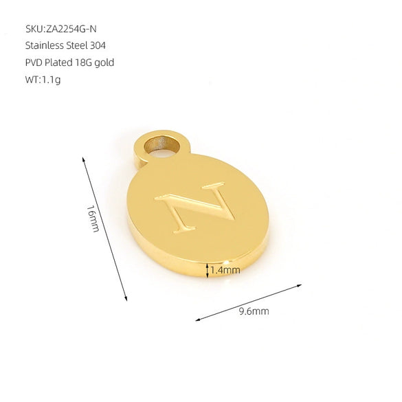 Wholesale Letter Pendant Jewelry Accessories Stainless Steel Oval Doublesided Polished