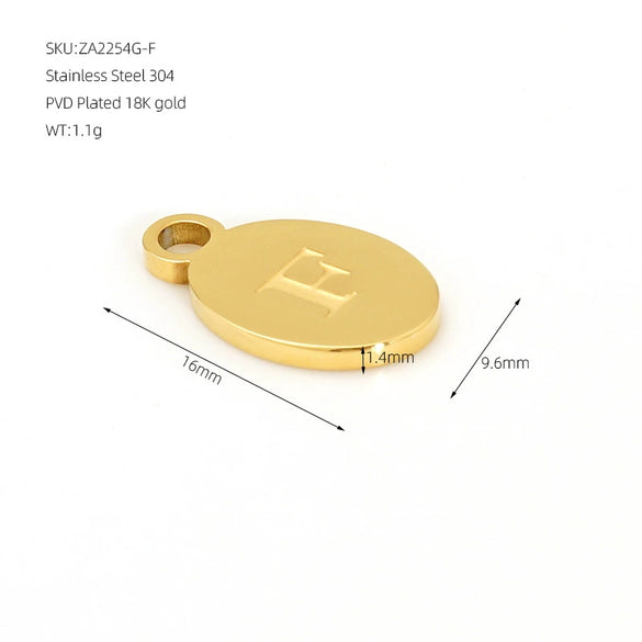 Wholesale Letter Pendant Jewelry Accessories Stainless Steel Oval Doublesided Polished
