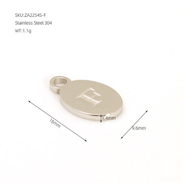 Wholesale Letter Pendant Jewelry Accessories Stainless Steel Oval Doublesided Polished
