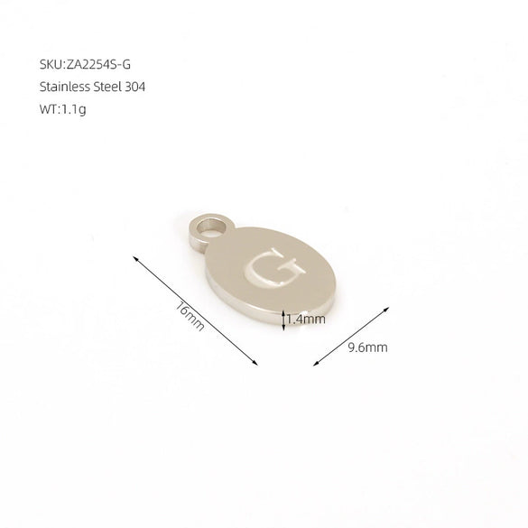 Wholesale Letter Pendant Jewelry Accessories Stainless Steel Oval Doublesided Polished