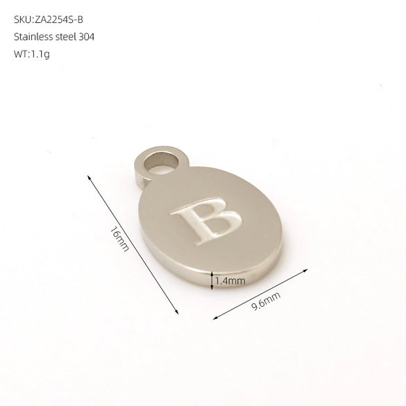Wholesale Letter Pendant Jewelry Accessories Stainless Steel Oval Doublesided Polished