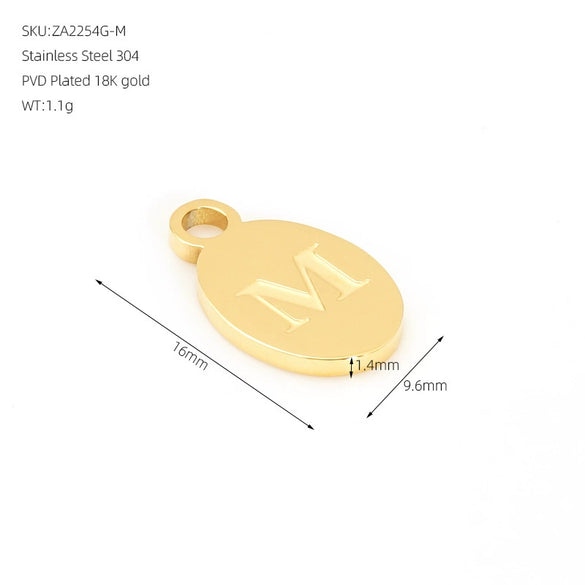 Wholesale Letter Pendant Jewelry Accessories Stainless Steel Oval Doublesided Polished