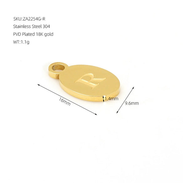 Wholesale Letter Pendant Jewelry Accessories Stainless Steel Oval Doublesided Polished