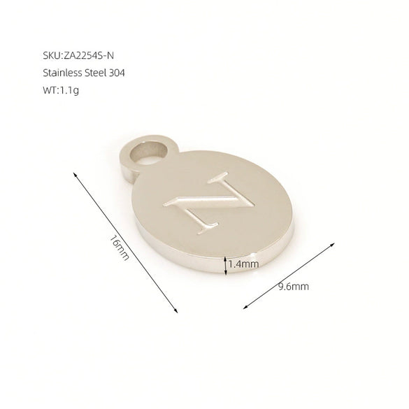 Wholesale Letter Pendant Jewelry Accessories Stainless Steel Oval Doublesided Polished