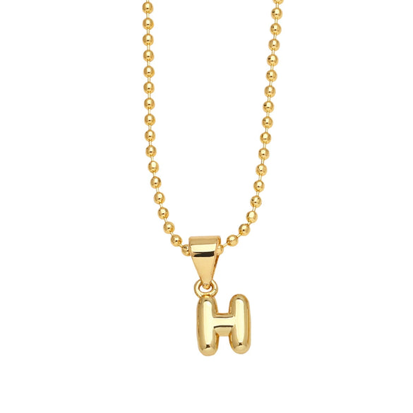 Wholesale Letter Pendant Necklace Copper Electroplated Simple Style Unisex Ball Chain