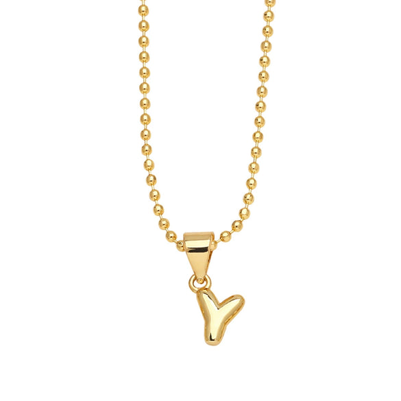 Wholesale Letter Pendant Necklace Copper Electroplated Simple Style Unisex Ball Chain