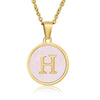 Wholesale Letter Pendant Necklace 316L Stainless Steel Otype Cross Chain Electroplating Pink Shell For Women