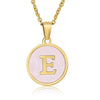 Wholesale Letter Pendant Necklace 316L Stainless Steel Otype Cross Chain Electroplating Pink Shell For Women