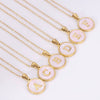 Wholesale Letter Pendant Necklace 316L Stainless Steel Otype Cross Chain Electroplating Pink Shell For Women