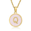 Wholesale Letter Pendant Necklace 316L Stainless Steel Otype Cross Chain Electroplating Pink Shell For Women