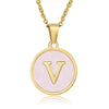 Wholesale Letter Pendant Necklace 316L Stainless Steel Otype Cross Chain Electroplating Pink Shell For Women