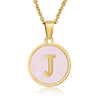 Wholesale Letter Pendant Necklace 316L Stainless Steel Otype Cross Chain Electroplating Pink Shell For Women