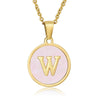 Wholesale Letter Pendant Necklace 316L Stainless Steel Otype Cross Chain Electroplating Pink Shell For Women