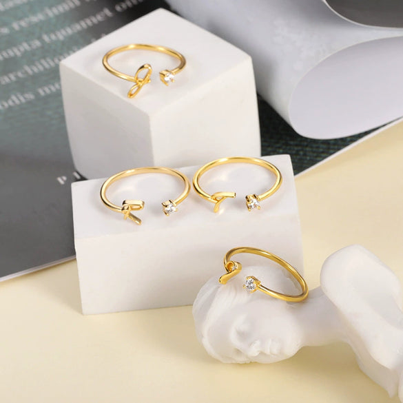 Wholesale Letter Ring Copper Electroplated Light Luxury Style