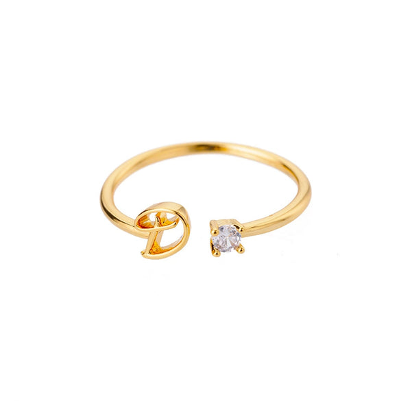 Wholesale Letter Ring Copper Electroplated Light Luxury Style