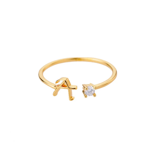 Wholesale Letter Ring Copper Electroplated Light Luxury Style