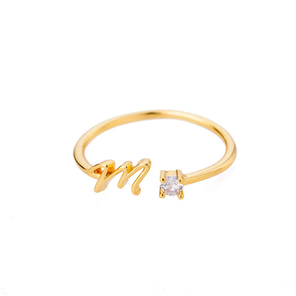 Wholesale Letter Ring Copper Electroplated Light Luxury Style